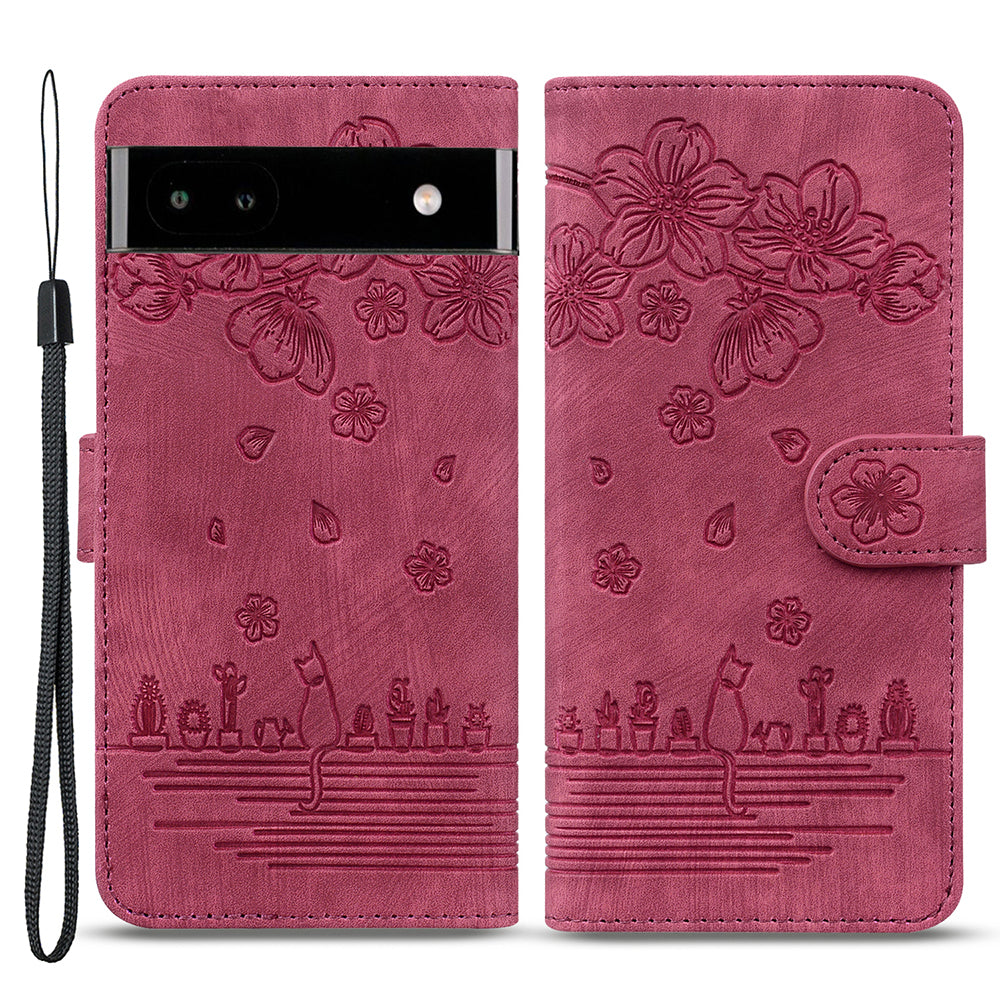 For Google Pixel 7a Imprinted Cat PU Leather Shockproof Case Phone Stand Wallet Cover with Hand Strap For Google Pixel 7a Imprinted Cat PU Leather Shockproof Case Phone Stand Wallet Cover with Hand Strap